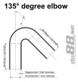 Silikonslange Svart 135 grader 3,5'' (89mm)