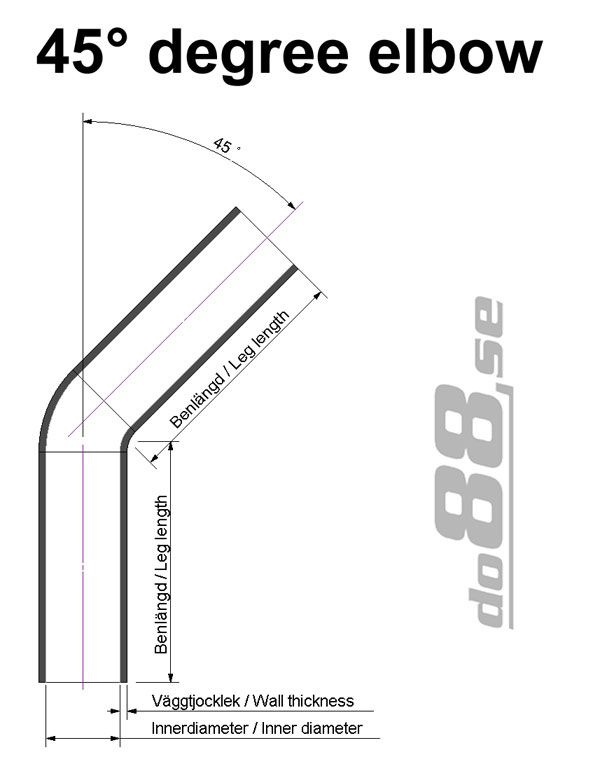 Silikonslange Svart 45 grader 3,25'' (83mm)