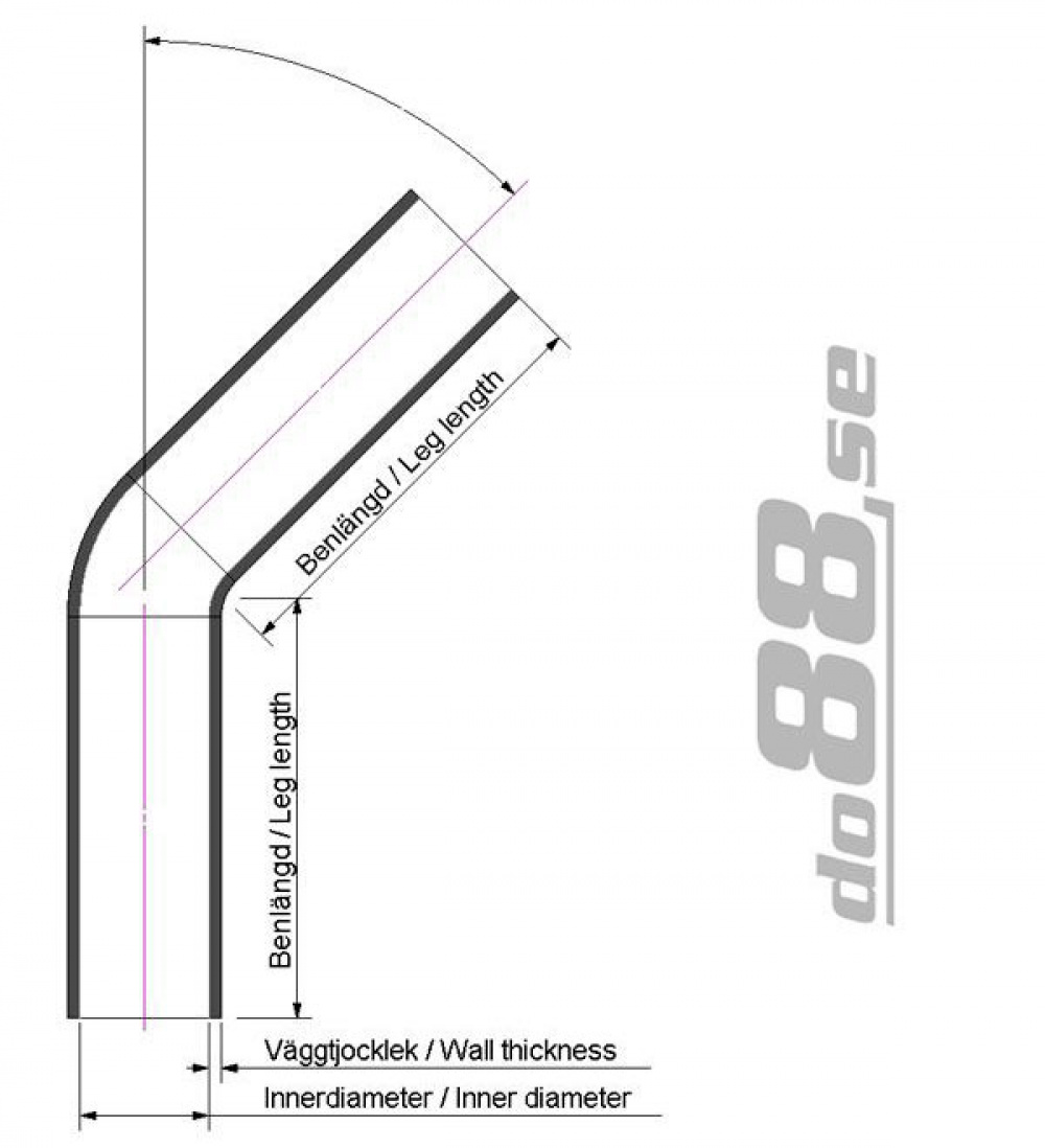 Silikonslange Svart 25 grader 1,375 - 1,5\'\' (35-38mm) Silikonslange Svart 25 grader 1,375 - 1,5\'\' (35-38mm)