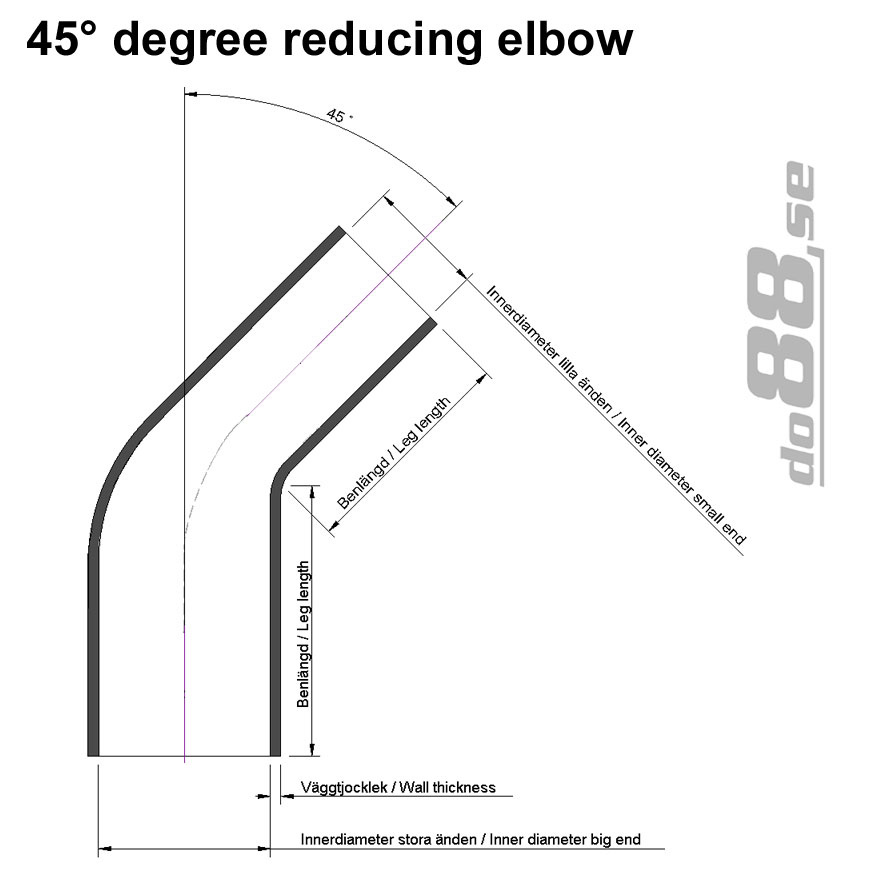 Silikonslange Svart 45 grader 3,125 - 4'' (80-102mm)