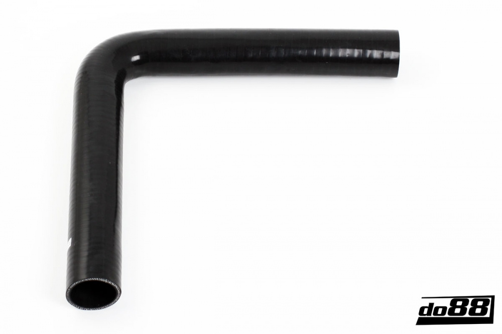 Silikonslange Svart 90 grader långt ben 2,25'' (57mm)