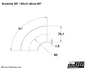 Eksosrør stål sveisebøy 90 grader 3\'\' (76mm)