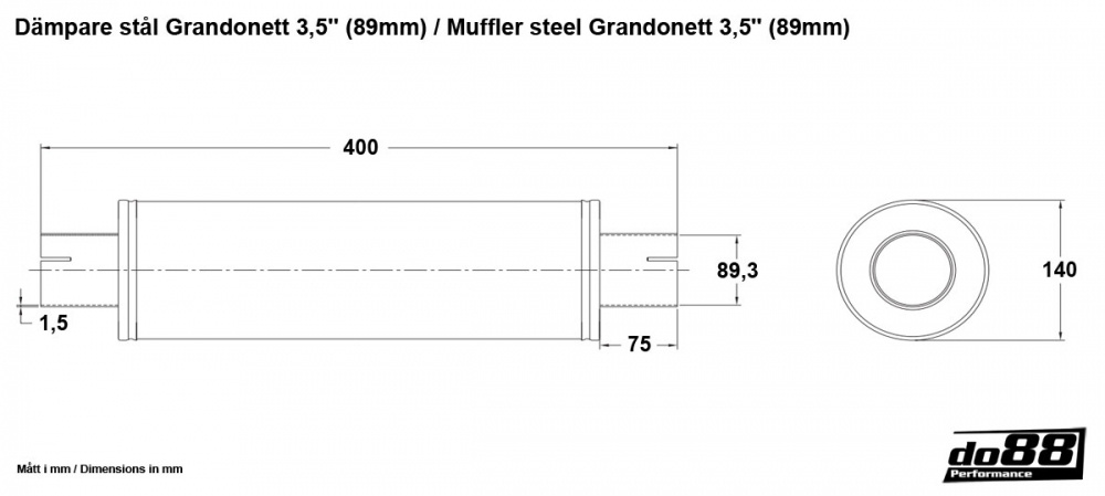 Lyddemper stål Grandonett 3,5\'\' (89mm) Lyddemper stål Grandonett 3,5\'\' (89mm)