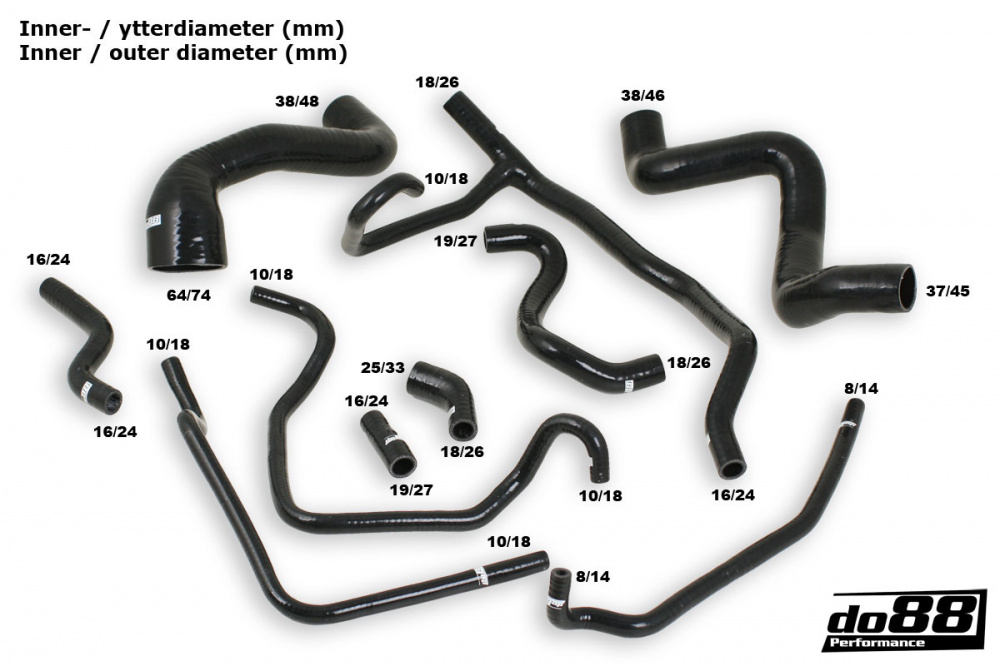 Porsche 968 Radiatorslanger Svart Porsche 968 Radiatorslanger Svart